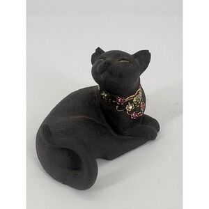 Lenox Sunshine Daydreams Black Cat Figurine Jeweled Collar Sitting Gemstone